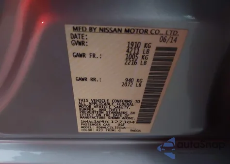 2015 Nissan Altima 2.5/2.5 S/2.5 Sl/2.5 Sv z USA, uszkodzony, nr VIN 1N4AL3AP9FC127304